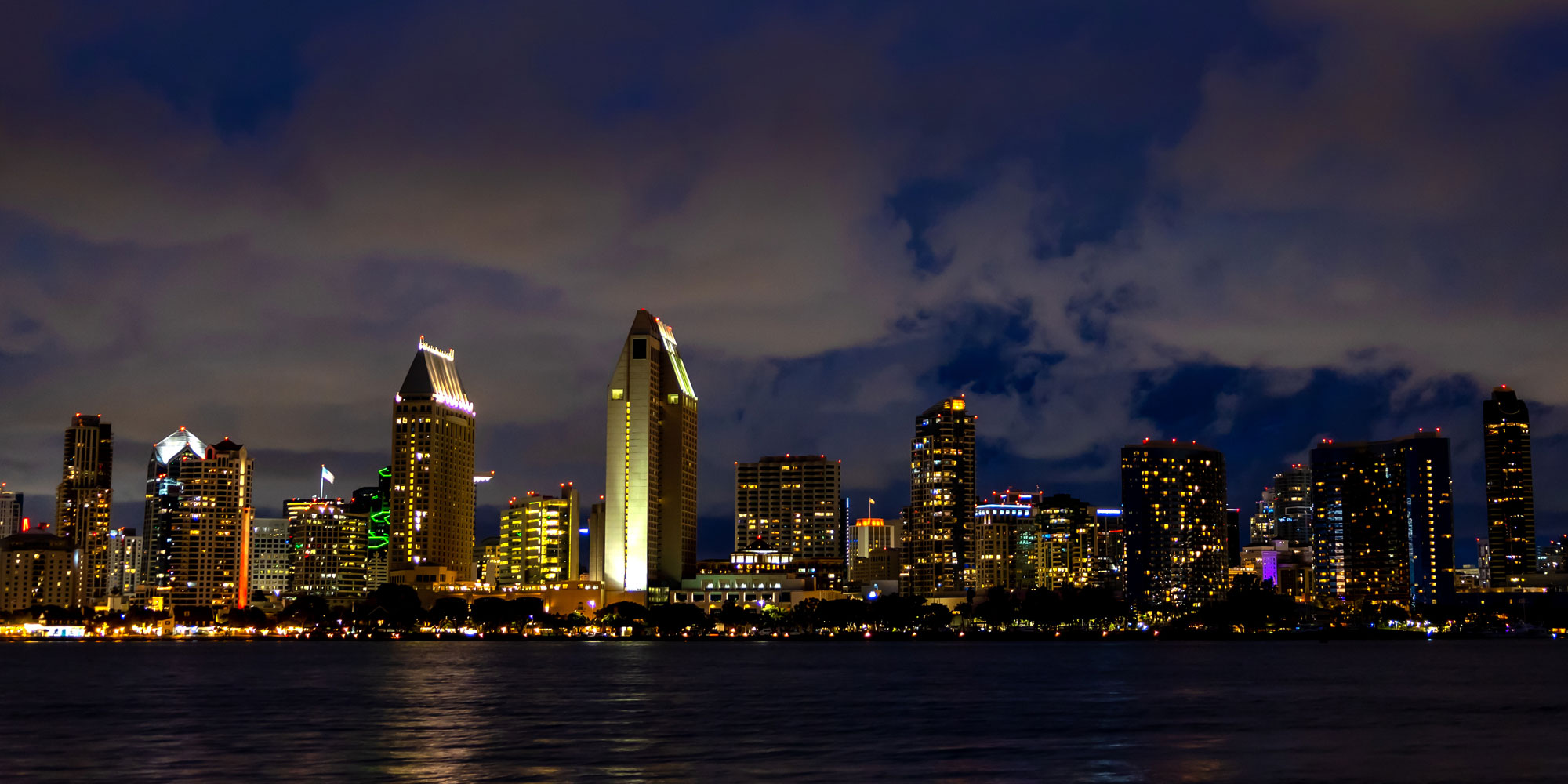 San Diego Skyline Buildings At Night